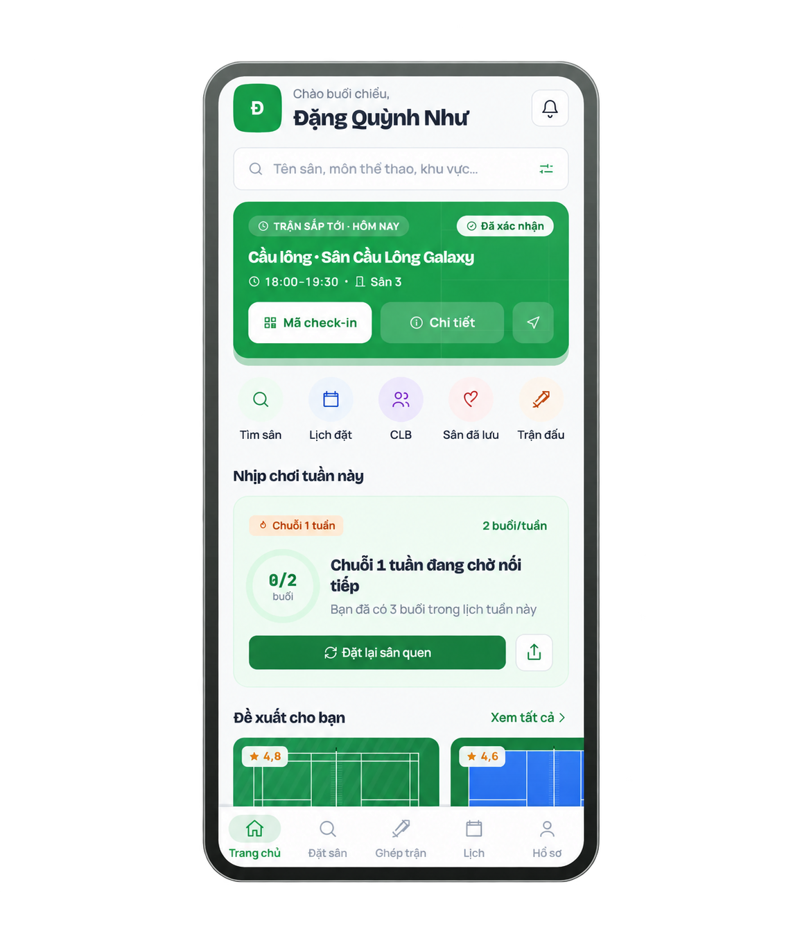 Ứng dụng ACE Sport trên iPhone — trang chủ người chơi