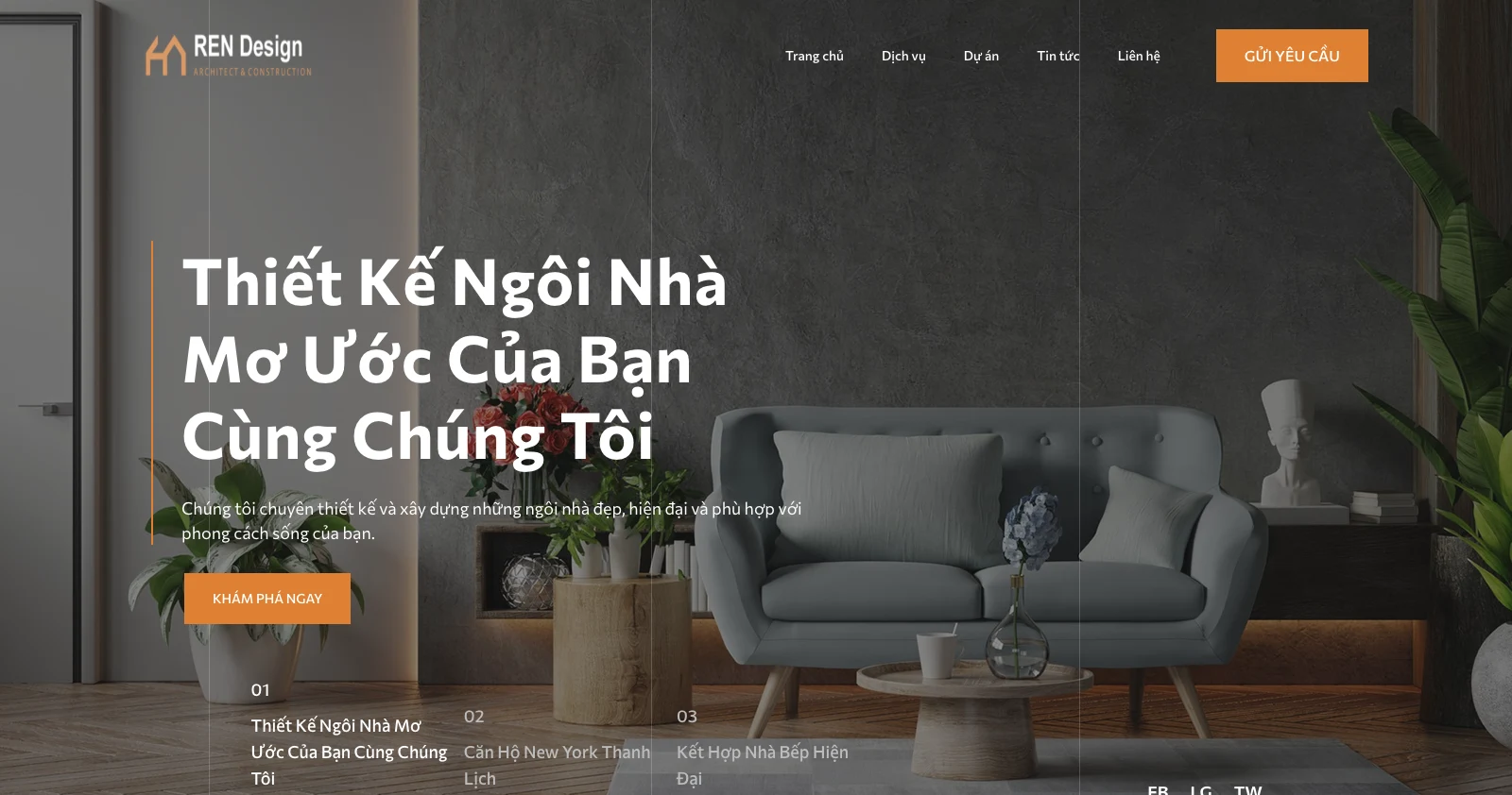 Website thiết kế nội thất REN Design
