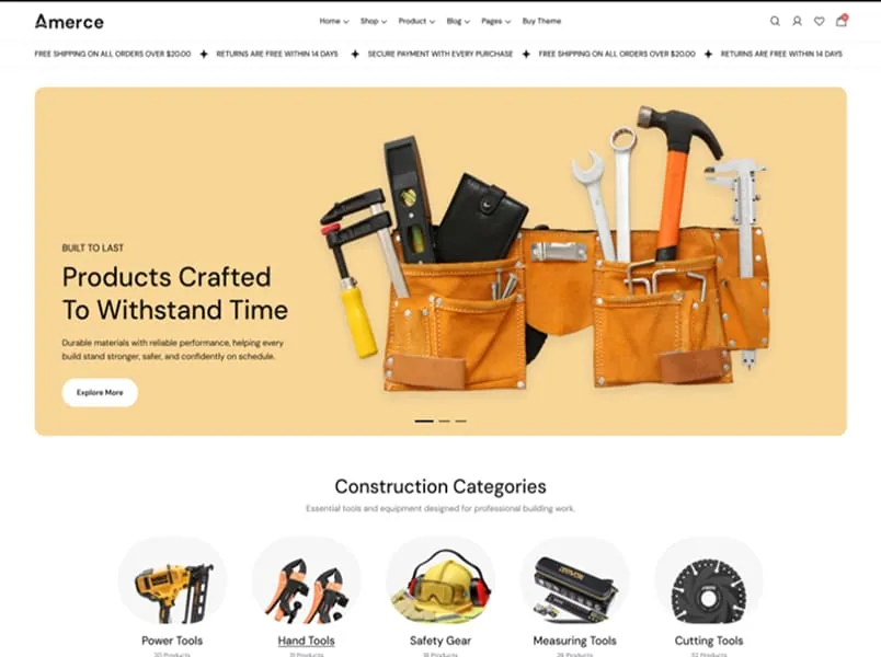 Ảnh xem trước theme Amerce – Construction