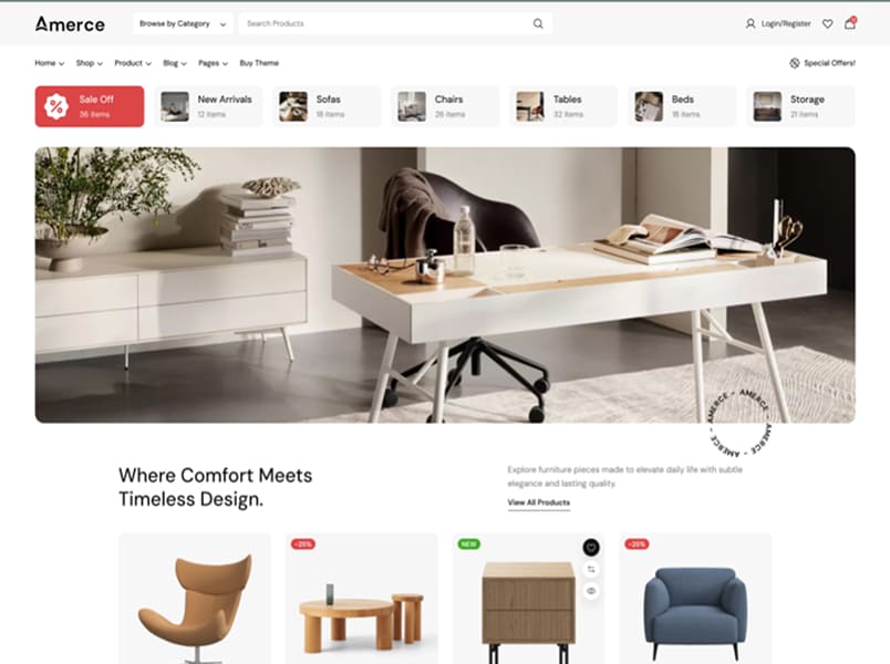 Amerce – Furniture theme preview
