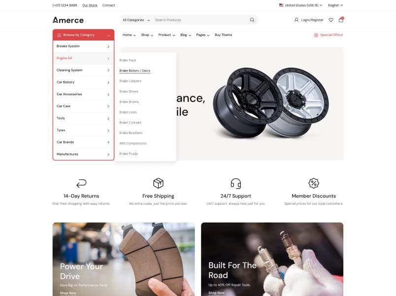 Amerce – Auto Store theme preview