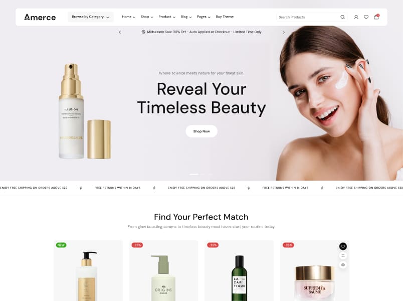 Amerce – Cosmetics theme preview