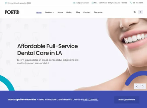 Ảnh xem trước theme Porto · Dentist
