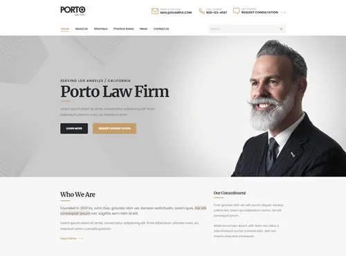 Ảnh xem trước theme Porto · Law Firm