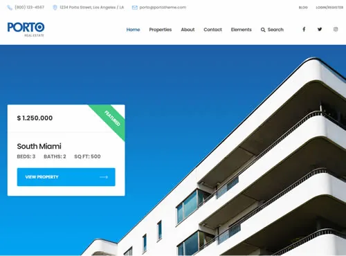 Ảnh xem trước theme Porto · Real Estate