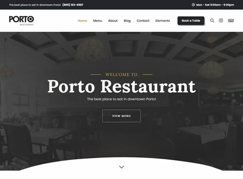 Porto · Restaurant theme preview