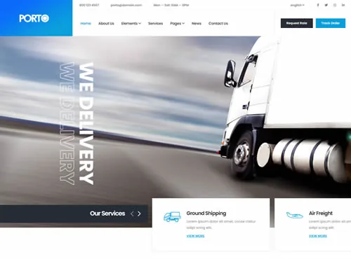 Ảnh xem trước theme Porto · Transportation Logistic