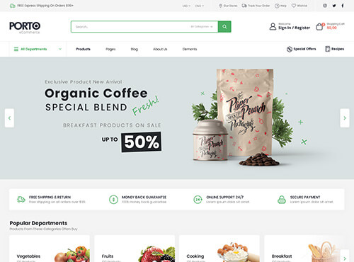 Porto – Coffee Store theme preview