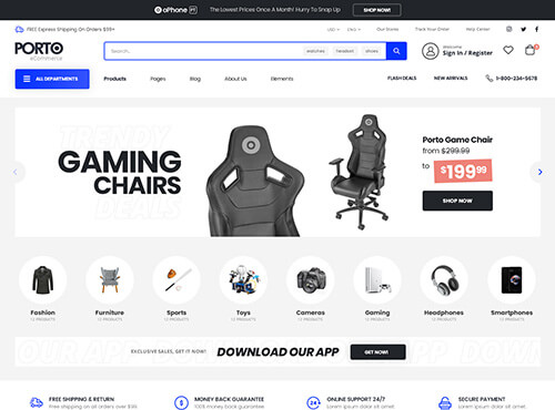 Porto – Gaming Gear theme preview