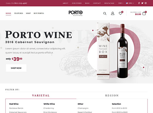 Porto – Wine Store theme preview