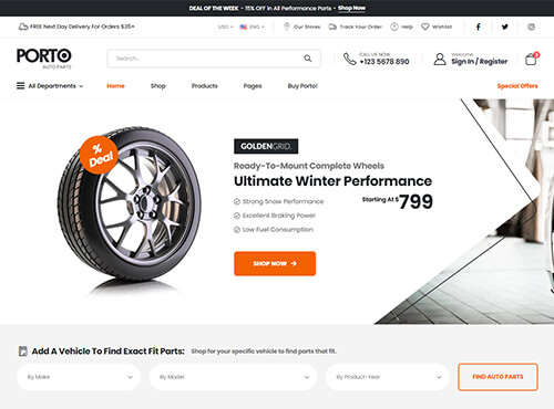 Porto – Tire Store theme preview